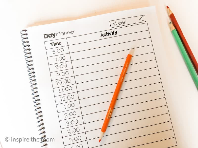 free student homeschool daily planner page