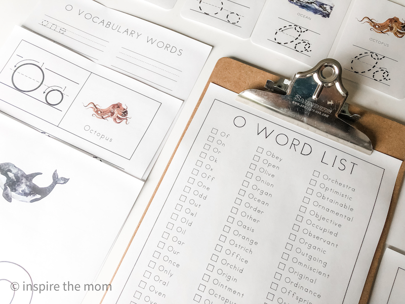 free printable o words for kids learning pack - inspire the mom