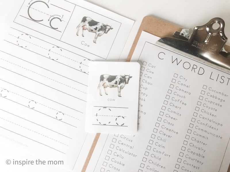c words for kids - letter c handwriting pages - inspire the mom
