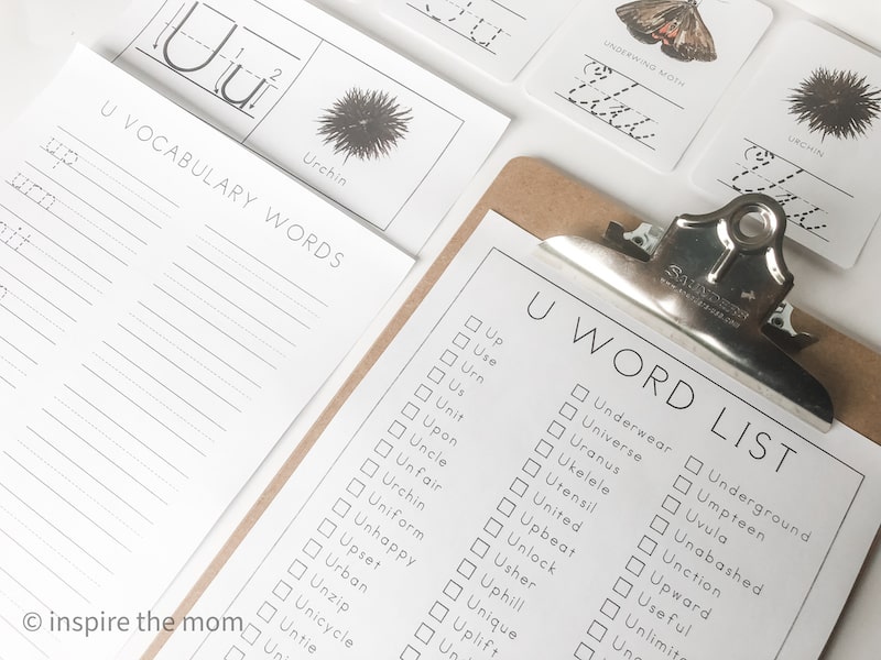 U words for kids free learning pack printable - inspire the mom