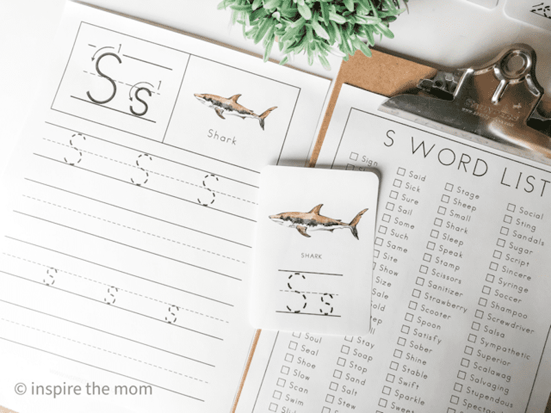 objects that start with S handwriting printables  - Inspire the mom