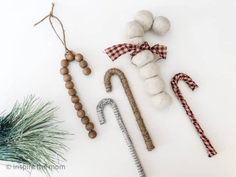 five easy candy cane ornament craft idea - www.inspirethemom.com