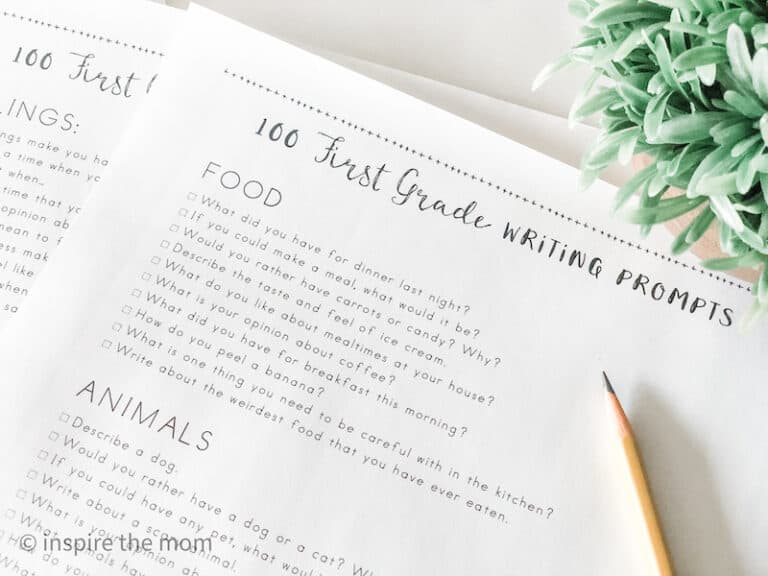 printable writing prompts for first graders - www.inspirethemom.com