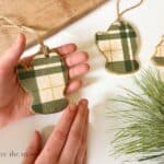 Easy DIY Clay Ornaments with Napkin Decoupage. Mittens. www.inspirethemom.com
